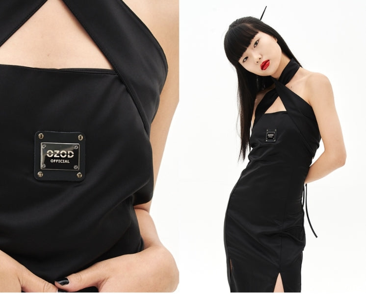 オージーオーディー(OZOD)  ORIENTAL SATIN DRESS_BLACK