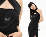 オージーオーディー(OZOD)  ORIENTAL SATIN DRESS_BLACK