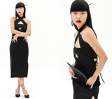 オージーオーディー(OZOD)  ORIENTAL SATIN DRESS_BLACK