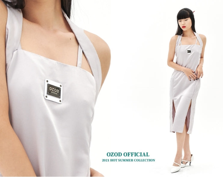 オージーオーディー(OZOD)  ORIENTAL SATIN DRESS_SILVER