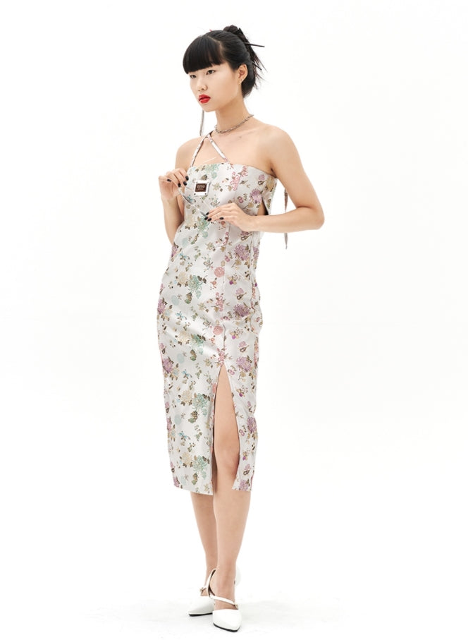 オージーオーディー(OZOD)  ORIENTAL JACQUARD DRESS_SILVER