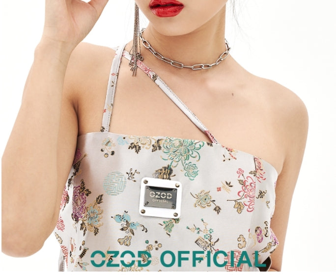 オージーオーディー(OZOD)  ORIENTAL JACQUARD DRESS_SILVER