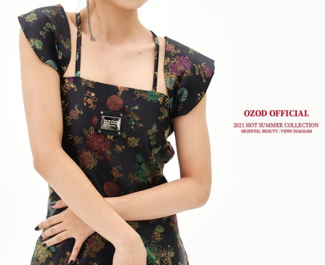 オージーオーディー(OZOD)  ORIENTAL JACQUARD DRESS_BLACK