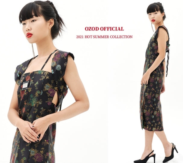 オージーオーディー(OZOD)  ORIENTAL JACQUARD DRESS_BLACK