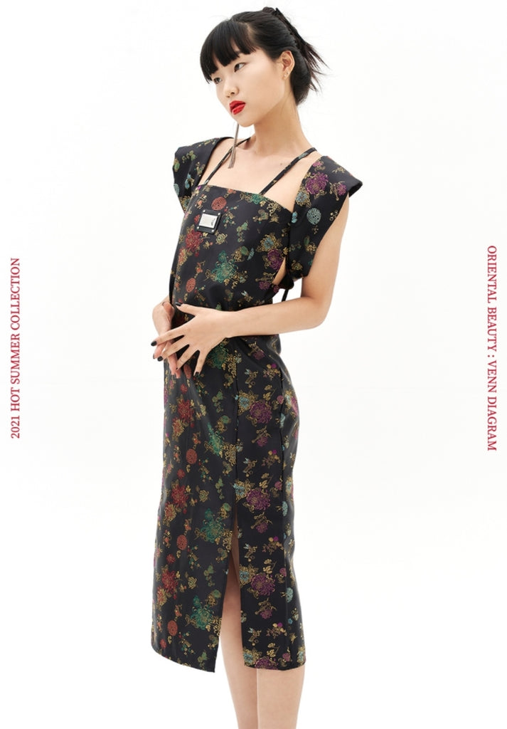 オージーオーディー(OZOD)  ORIENTAL JACQUARD DRESS_BLACK