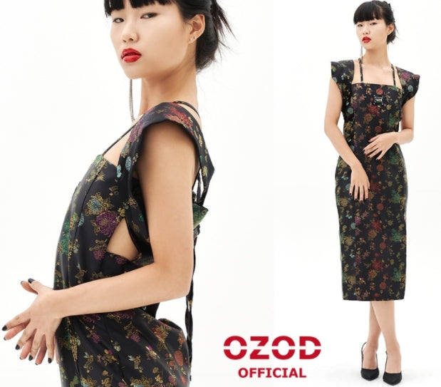 オージーオーディー(OZOD)  ORIENTAL JACQUARD DRESS_BLACK