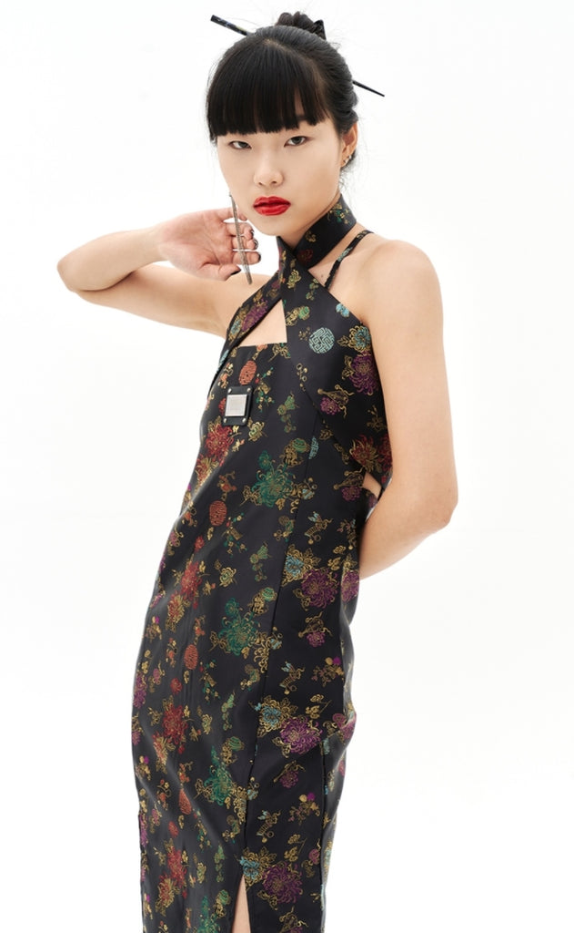 オージーオーディー(OZOD)  ORIENTAL JACQUARD DRESS_BLACK