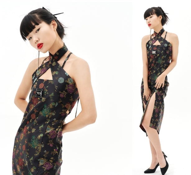 オージーオーディー(OZOD)  ORIENTAL JACQUARD DRESS_BLACK