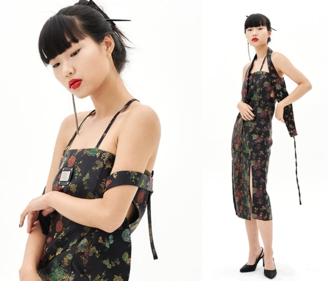オージーオーディー(OZOD)  ORIENTAL JACQUARD DRESS_BLACK