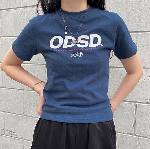 Odd Studio (オッドスタジオ) Odd Studio ODSD LOGO SLIM-FIT T-shirt - DUST BLUE