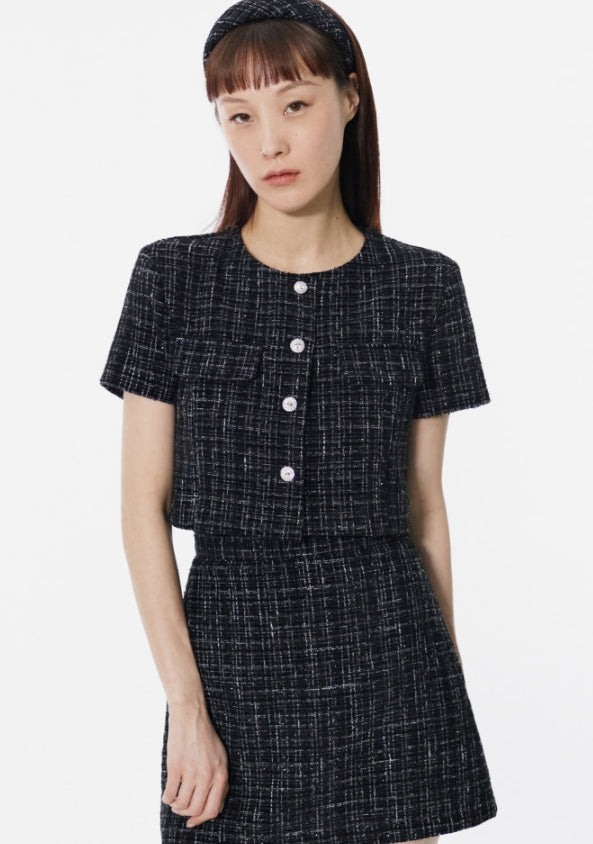 curetty (キュリティー)  C GLITTER TWEED SHORT SLEEVE JACKET_BLACK