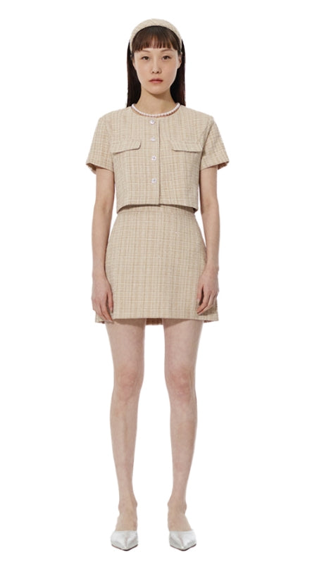 curetty (キュリティー)  C GLITTER TWEED SHORT SLEEVE JACKET_BEIGE