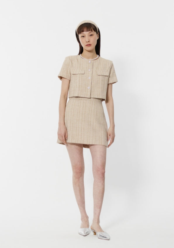 curetty (キュリティー)  C GLITTER TWEED SHORT SLEEVE JACKET_BEIGE