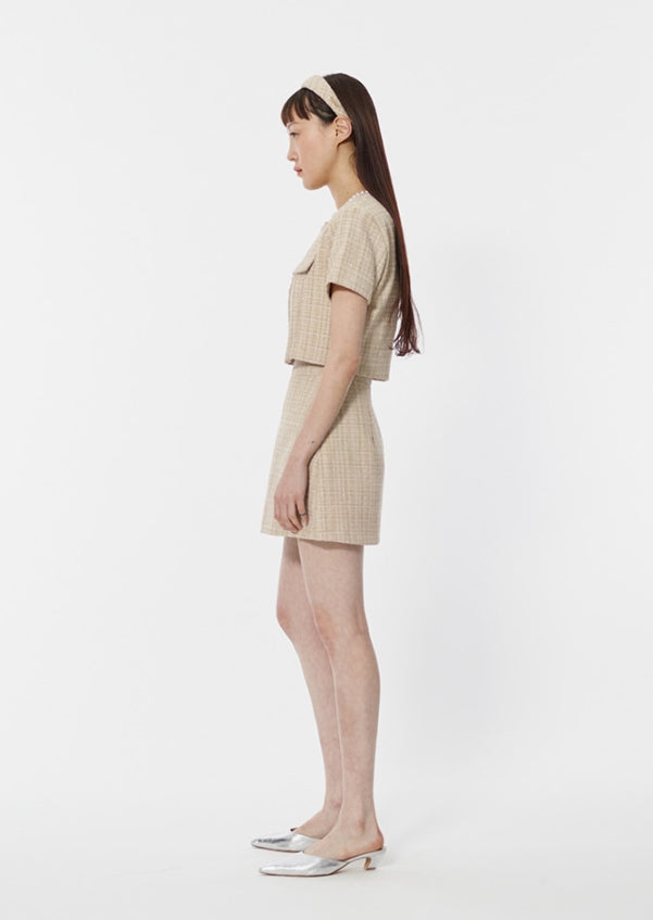 curetty (キュリティー)  C GLITTER TWEED SHORT SLEEVE JACKET_BEIGE