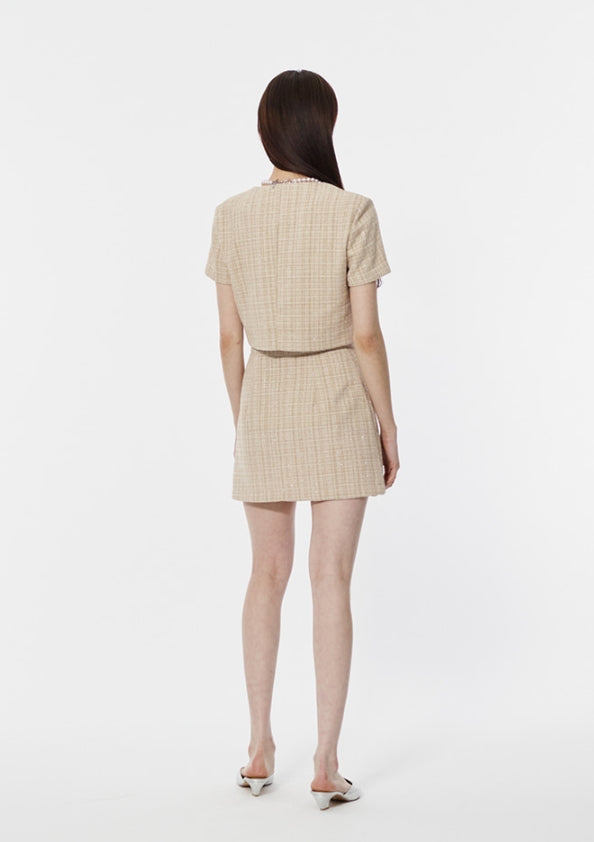 curetty (キュリティー)  C GLITTER TWEED SHORT SLEEVE JACKET_BEIGE