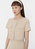 curetty (キュリティー)  C GLITTER TWEED SHORT SLEEVE JACKET_BEIGE