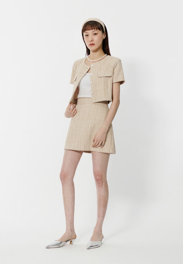 curetty (キュリティー)  C GLITTER TWEED SHORT SLEEVE JACKET_BEIGE