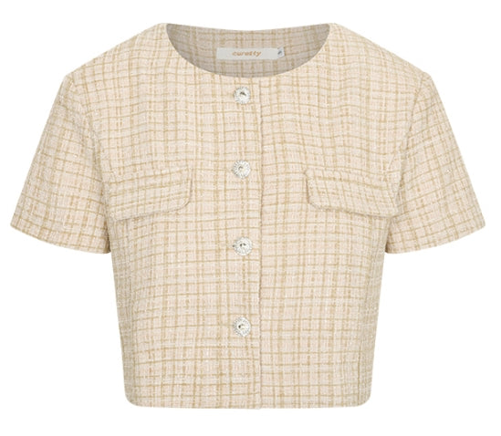 curetty (キュリティー)  C GLITTER TWEED SHORT SLEEVE JACKET_BEIGE