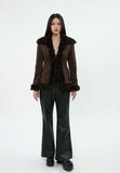 curetty (キュリティー) C FUR TRIMMING SUEDE JACKET_DARK BROWN