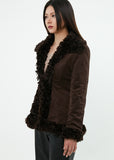 curetty (キュリティー) C FUR TRIMMING SUEDE JACKET_DARK BROWN