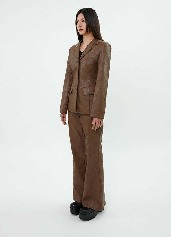 curetty (キュリティー) C LEATHER PRINCESS LINE JACKET_BROWN