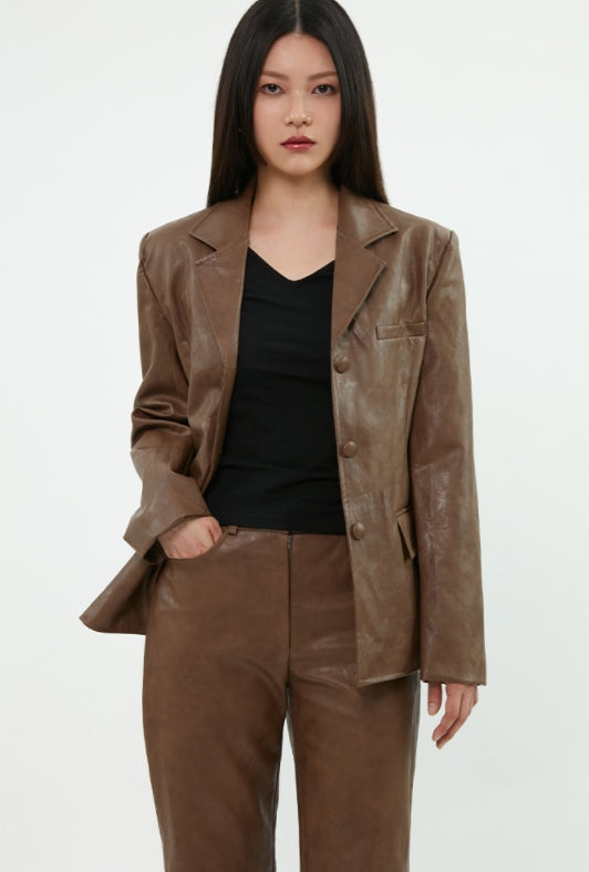 curetty (キュリティー) C LEATHER PRINCESS LINE JACKET_BROWN