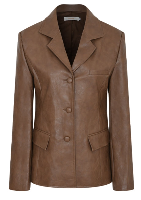 curetty (キュリティー) C LEATHER PRINCESS LINE JACKET_BROWN