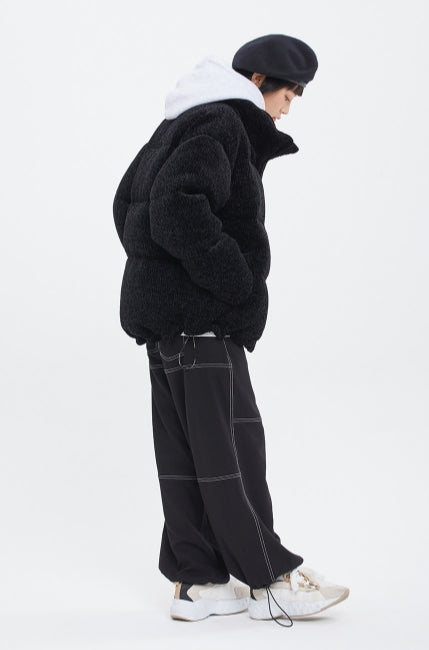 ロマンティッククラウン(ROMANTIC CROWN)  KNIT VELVET DOWN PARKA_BLACK