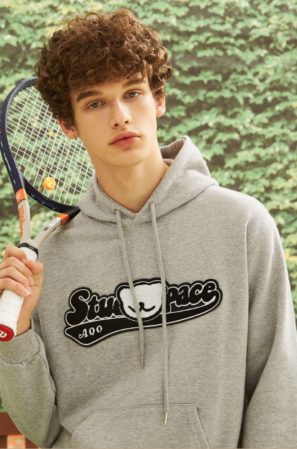 AQO_studiospace(アコスタジオスペース)    AQO VARSITY LOGO HOODIE GRAY