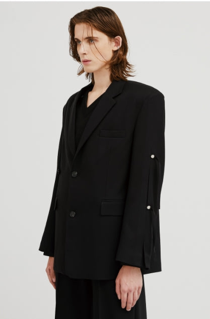イーエスシースタジオ(ESC STUDIO) slit blazer(black)