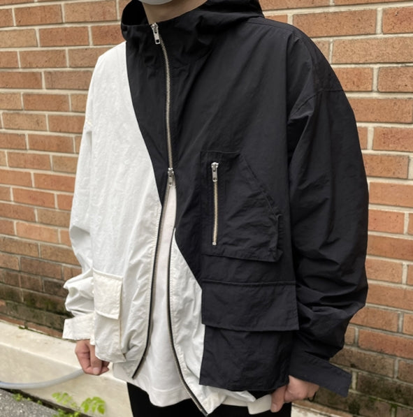 ランベルシオ(LANG VERSIO) 323 Half-and-Half Windbreaker Jacket (Windbreaker)