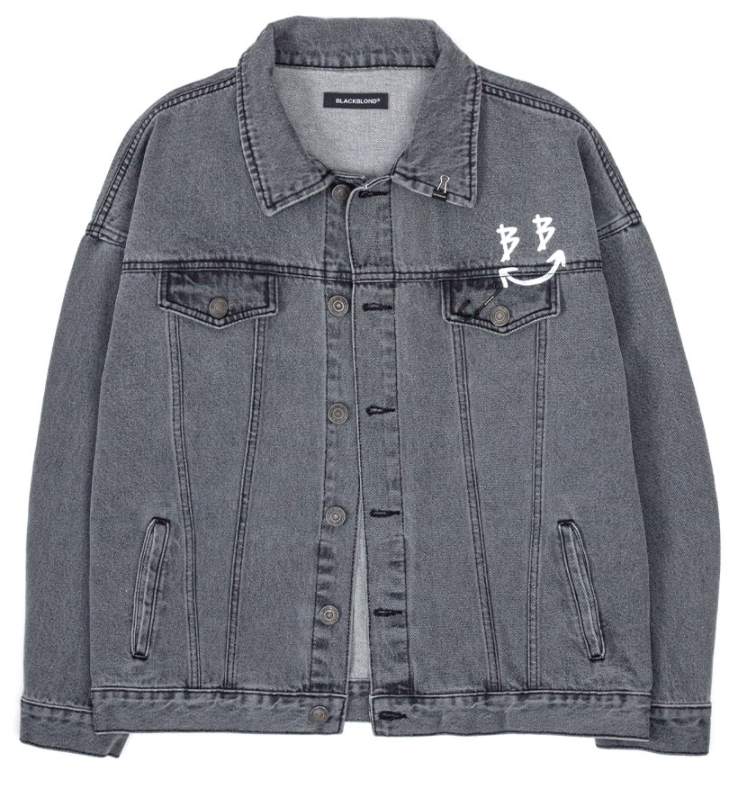 ブラックブロンド(BLACKBLOND) BBD Smile Logo Denim Jacket (Dark Gray)
