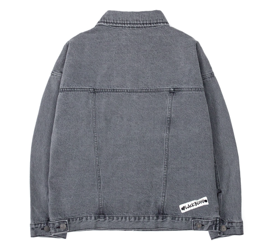 ブラックブロンド(BLACKBLOND) BBD Smile Logo Denim Jacket (Dark Gray)