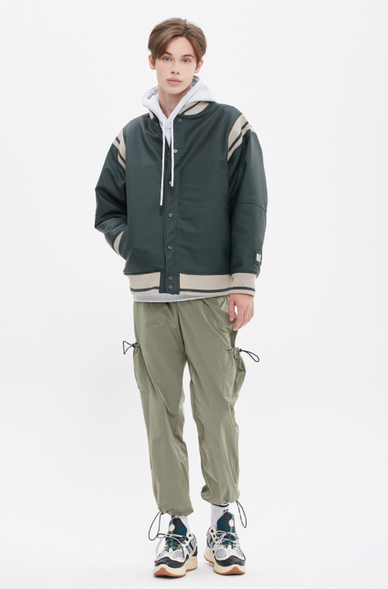 ベドインベド(BADINBAD) SHOULDER LINE VARSITY JACKET_GREEN