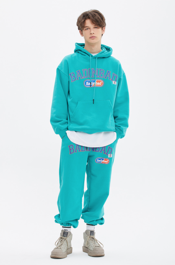 ベドインベド(BADINBAD) COLLEGE FONT HEAVY WEIGHT HOODIE_MINT