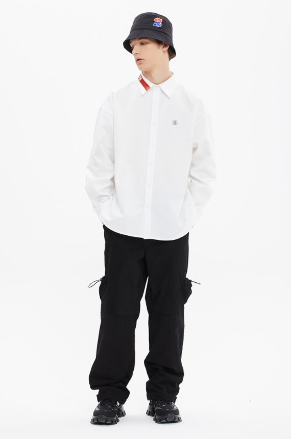 ベドインベド(BADINBAD) LOGO OXFORD SHIRT_WHITE