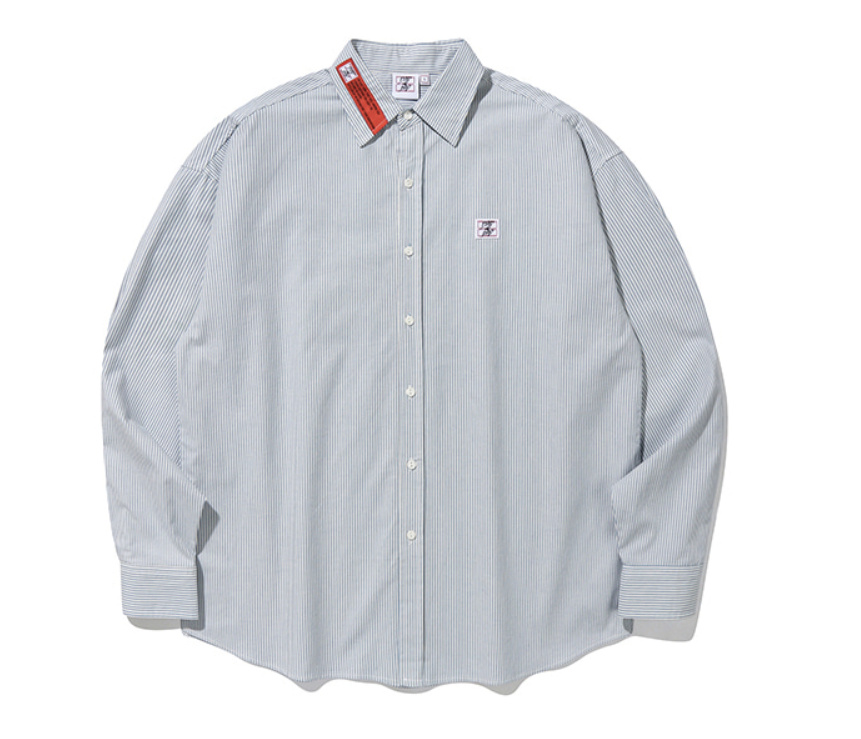 ベドインベド(BADINBAD) LOGO STRIPE OXFORD SHIRT_BLUE
