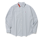 ベドインベド(BADINBAD) LOGO STRIPE OXFORD SHIRT_BLUE