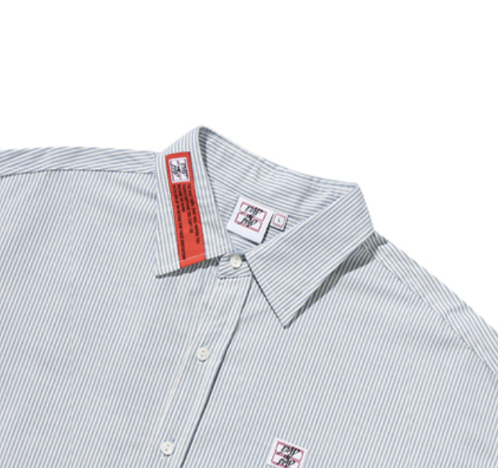 ベドインベド(BADINBAD) LOGO STRIPE OXFORD SHIRT_BLUE