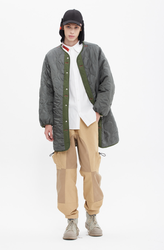ベドインベド(BADINBAD) COLOR BLOCK COTTON PARKA_KHAKI