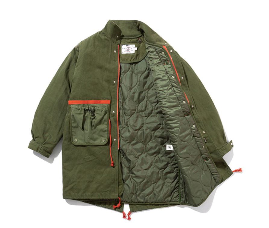 ベドインベド(BADINBAD) COLOR BLOCK COTTON PARKA_KHAKI