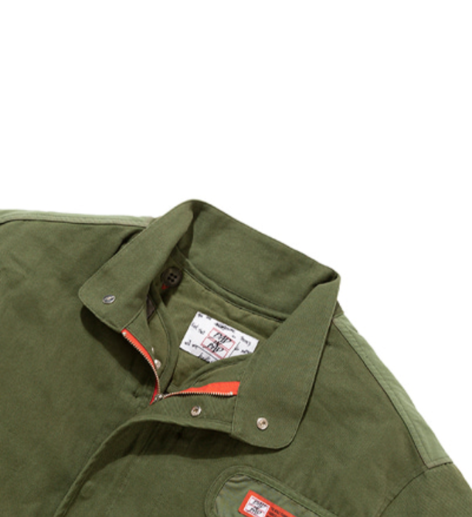 ベドインベド(BADINBAD) COLOR BLOCK COTTON PARKA_KHAKI