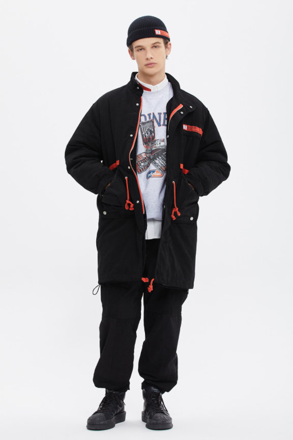 ベドインベド(BADINBAD) COLOR BLOCK COTTON PARKA_BLACK