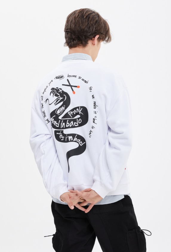 ベドインベド(BADINBAD) PRANK SNAKE SWEAT SHIRT_WHITE