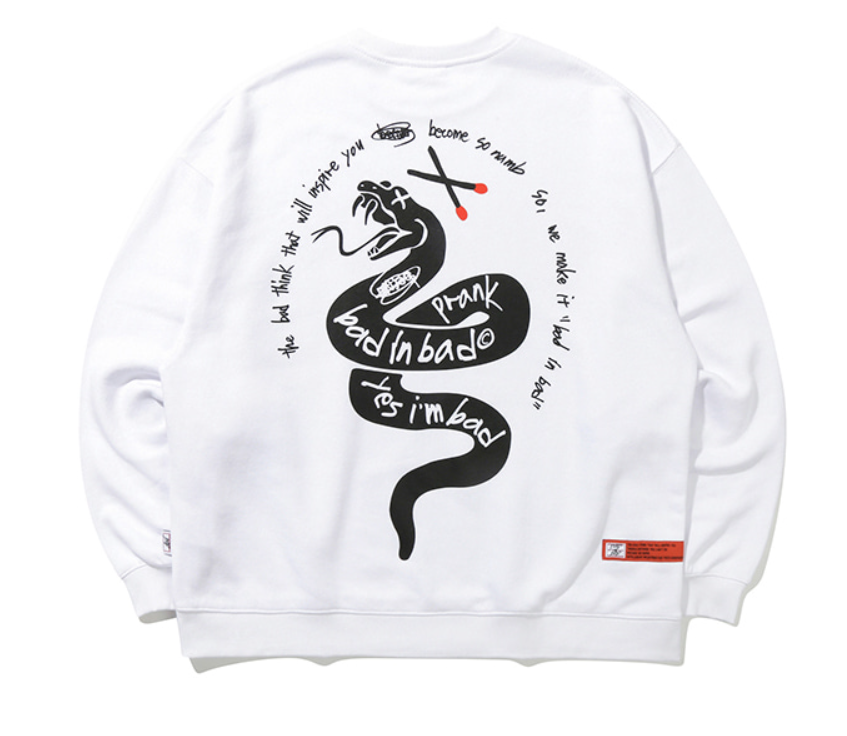ベドインベド(BADINBAD) PRANK SNAKE SWEAT SHIRT_WHITE