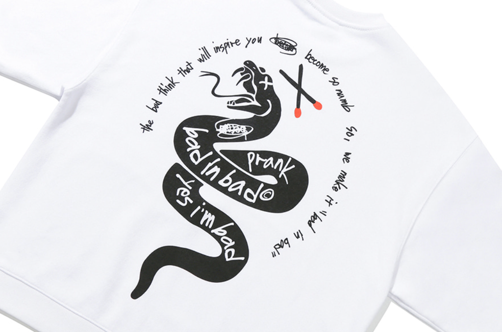 ベドインベド(BADINBAD) PRANK SNAKE SWEAT SHIRT_WHITE
