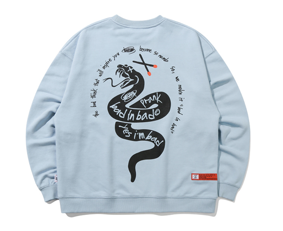 ベドインベド(BADINBAD) PRANK SNAKE SWEAT SHIRT_LIGHT BLUE