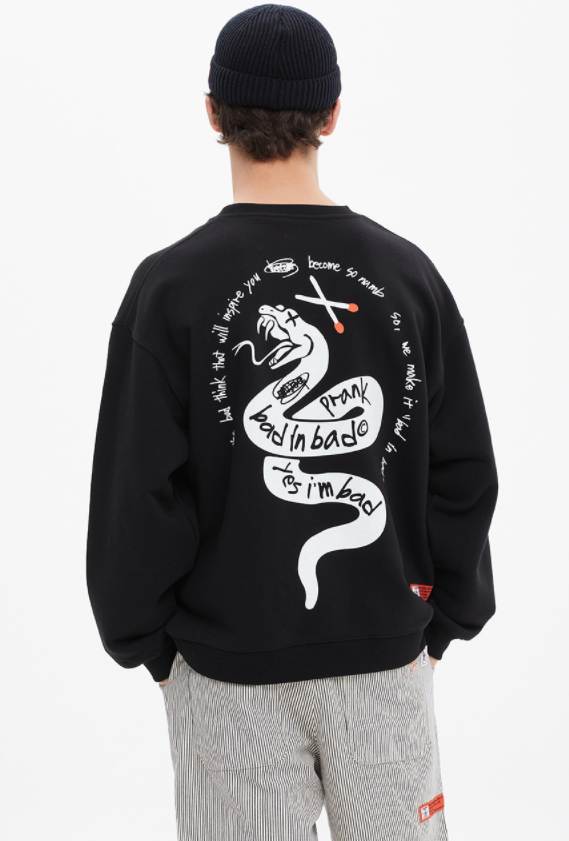 ベドインベド(BADINBAD) PRANK SNAKE SWEAT SHIRT_BLACK