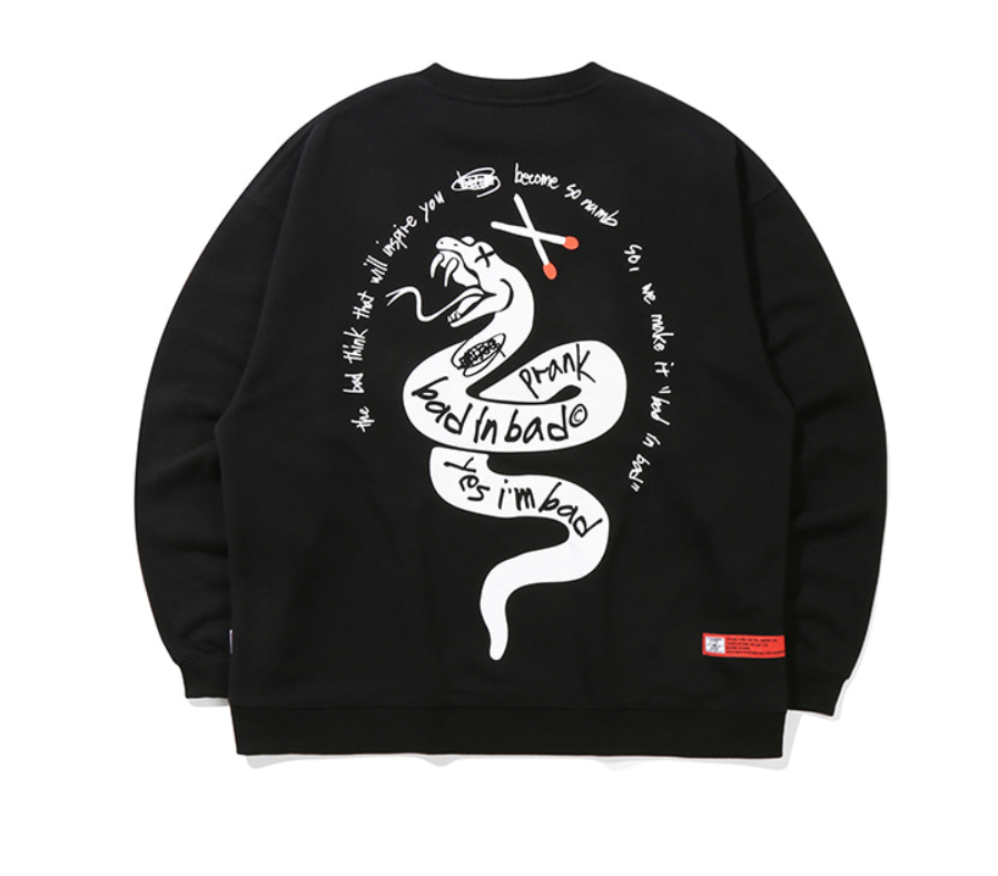 ベドインベド(BADINBAD) PRANK SNAKE SWEAT SHIRT_BLACK