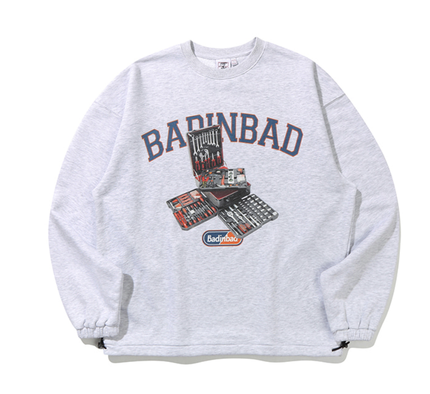 ベドインベド(BADINBAD) BAD TOOL SWEAT SHIRT_LIGHT GREY